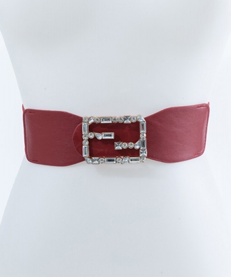 Rhinestone Square Buckle Belt BT320085 RED